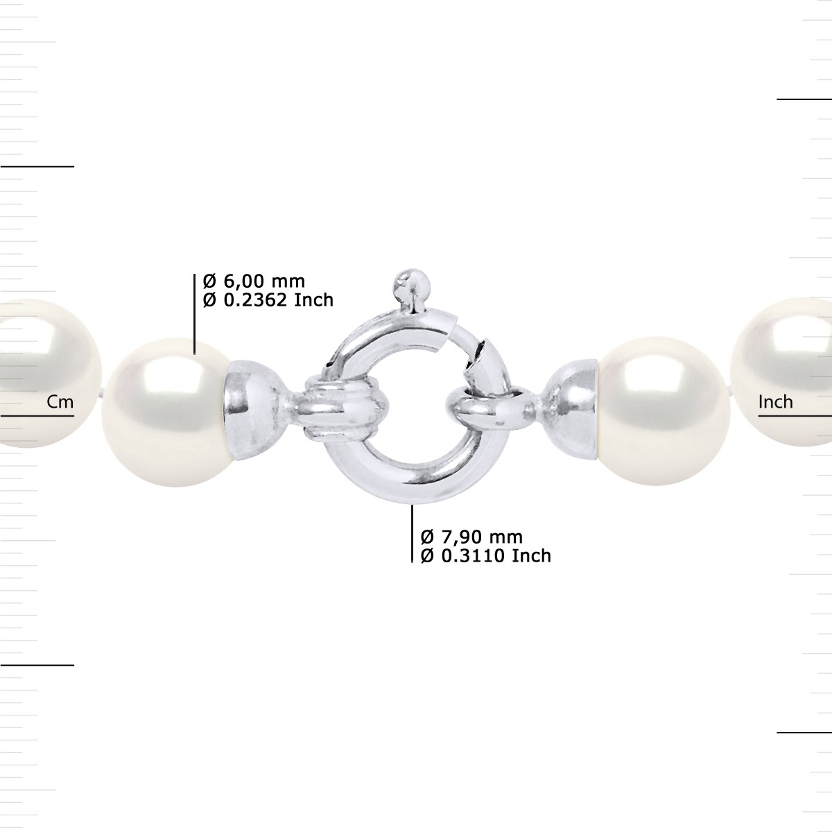 Bracelet Perles de Culture d'Eau Douce 6-7 mm Blanches Fermoir Prestige Or Blanc - vue 3