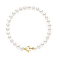 Bracelet Perles de Culture d'Eau Douce 6-7 mm Blanches Fermoir Prestige Or Jaune