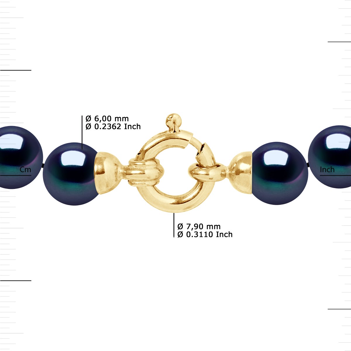 Bracelet Perles de Culture d'Eau Douce 6-7 mm Noires Fermoir Prestige Or Jaune - vue 3