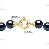 Collier Rang PRINCESSE Perles d'Eau Douce Rondes 6-7 mm Noires Fermoir Prestige Or Jaune - vue V3