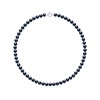 Collier Rang PRINCESSE Perles d'Eau Douce Rondes 6-7 mm Noires Fermoir Prestige Or Blanc - vue V1