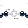 Collier Rang PRINCESSE Perles d'Eau Douce Rondes 6-7 mm Noires Fermoir Prestige Or Blanc - vue V3