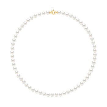 Collier Rang PRINCESSE Perles d'Eau Douce Rondes 7-8 mm Blanches Fermoir Prestige Or Jaune 18 Carats
