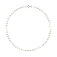 Collier Rang PRINCESSE Perles d'Eau Douce Rondes 7-8 mm Blanches Fermoir Prestige Or Blanc 18 Carats