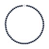 Collier Rang PRINCESSE Perles d'Eau Douce Rondes 7-8 mm Noires Fermoir Prestige Or Blanc 18 Carats - vue V1