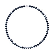 Collier Rang PRINCESSE Perles d'Eau Douce Rondes 7-8 mm Noires Fermoir Prestige Or Blanc 18 Carats