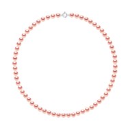 Collier Rang PRINCESSE Perles d'Eau Douce Rondes 7-8 mm Rose Naturel Fermoir Prestige Or Blanc 18 Carats