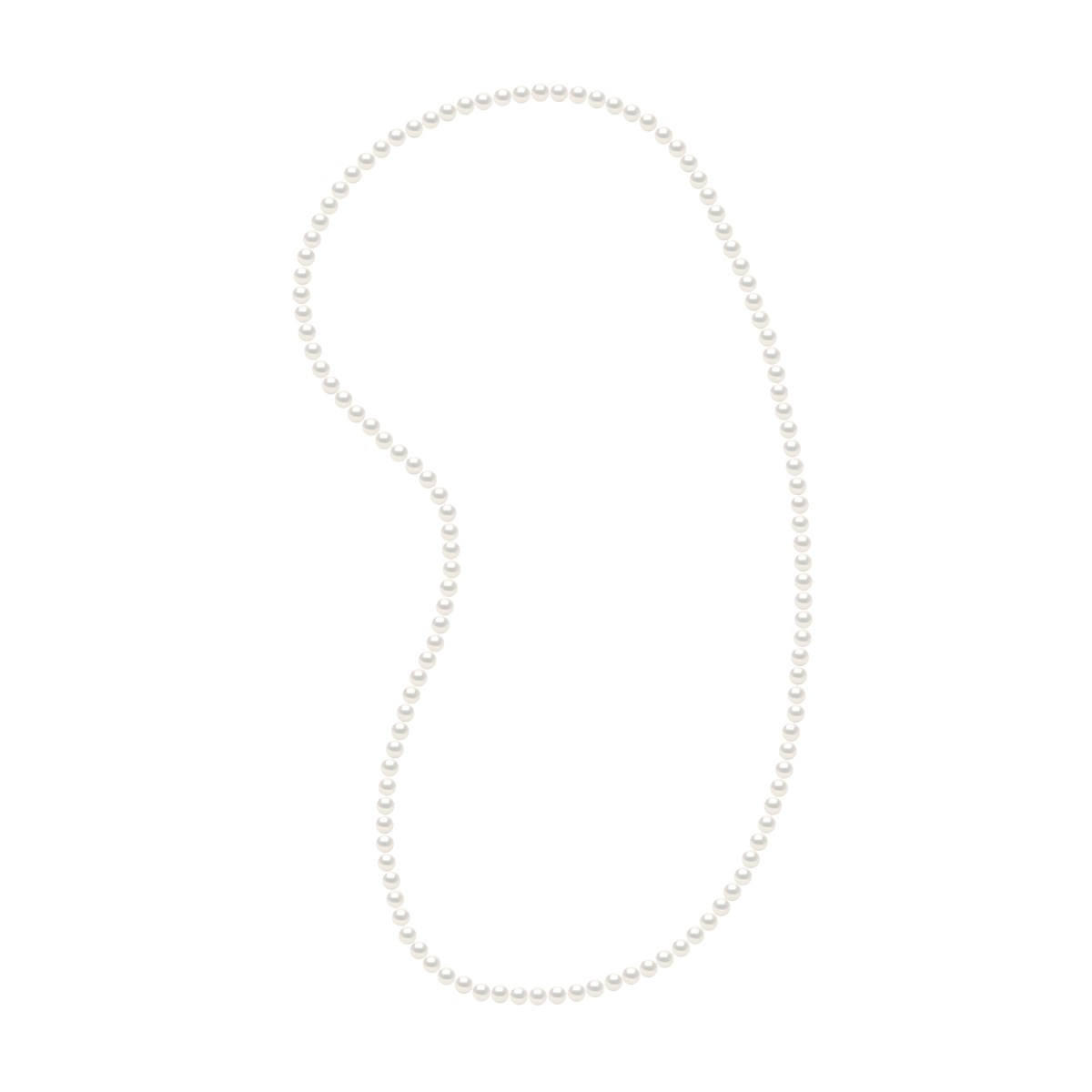 Sautoir OPERA Perles d'Eau Douce Rondes 6-7 mm Blanches Longueur 80 cm