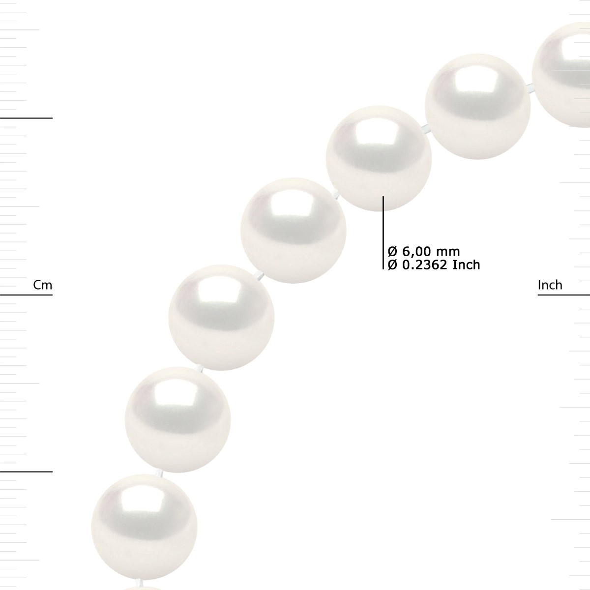 Sautoir OPERA Perles d'Eau Douce Rondes 6-7 mm Blanches Longueur 80 cm - vue 3