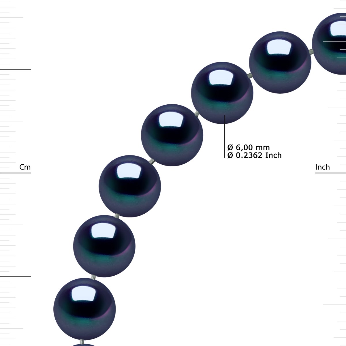 Sautoir OPERA Perles d'Eau Douce Rondes 6-7 mm Noires Longueur 80 cm - vue 3
