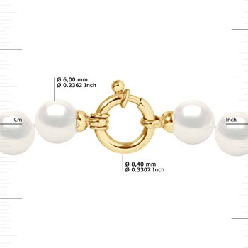 Collier Rang de Perles d'Eau Douce en Chute 10-6 mm PRINCESSE Fermoir Prestige Or Blanc 18 Carats