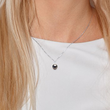 Pendentif Bélière Large Perle de Tahiti Ronde 10-11 mm Or Blanc