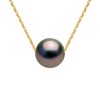 Collier Perle de Culture de TAHITI Ronde 8-9 mm Chaîne Or Jaune - vue V1