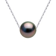 Collier Perle de Culture de TAHITI Ronde 8-9 mm Chaîne Or Blanc
