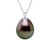 Collier Perle de Culture de TAHITI Poire 9-10 mm Chaîne Or Blanc - vue V1