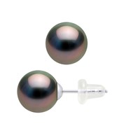 Clous d'Oreilles Perles de Tahiti Rondes 8-9 mm Or Blanc