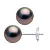 Clous d'Oreilles Perles de Tahiti Rondes 9-10 mm Système Sécurité Or Blanc - vue V1
