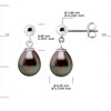 Boucles d'Oreilles Pendantes Perles de Tahiti Poires 8-9 mm - Or Blanc - vue V3