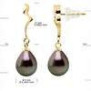 Boucles d'Oreilles Perles de Tahiti Poires 9-10 mm Or Jaune 18 Carats - vue V3