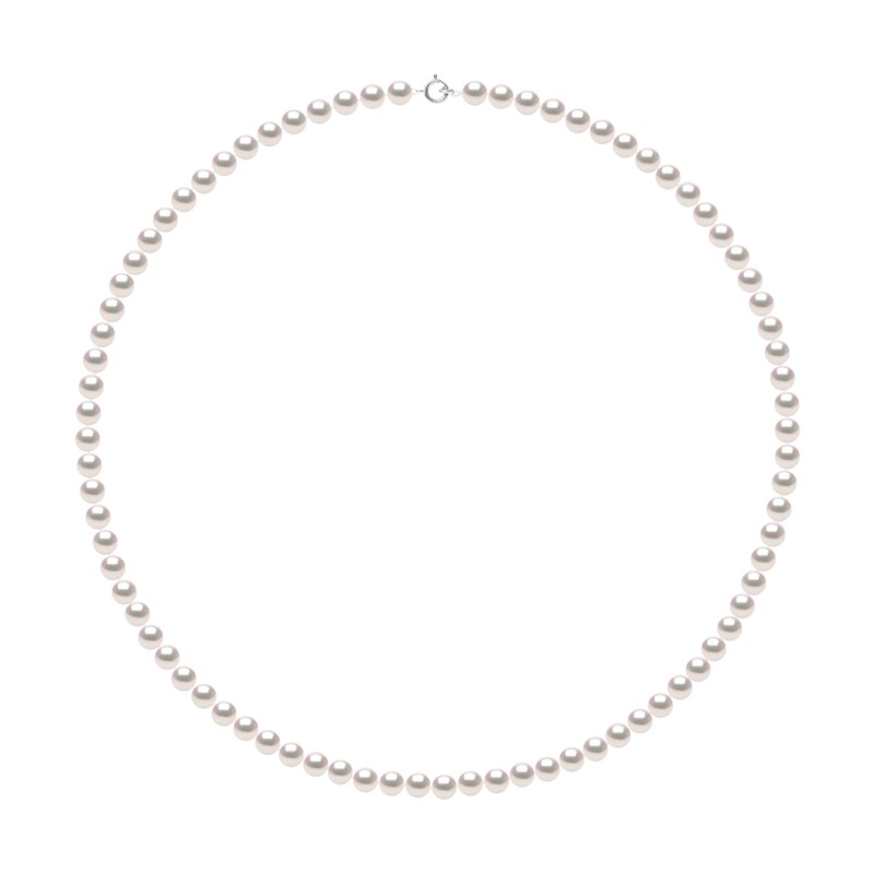 Collier Rang Perles AKOYA JAPONAISE Rondes 5,5 mm Or Blanc 18 Carats