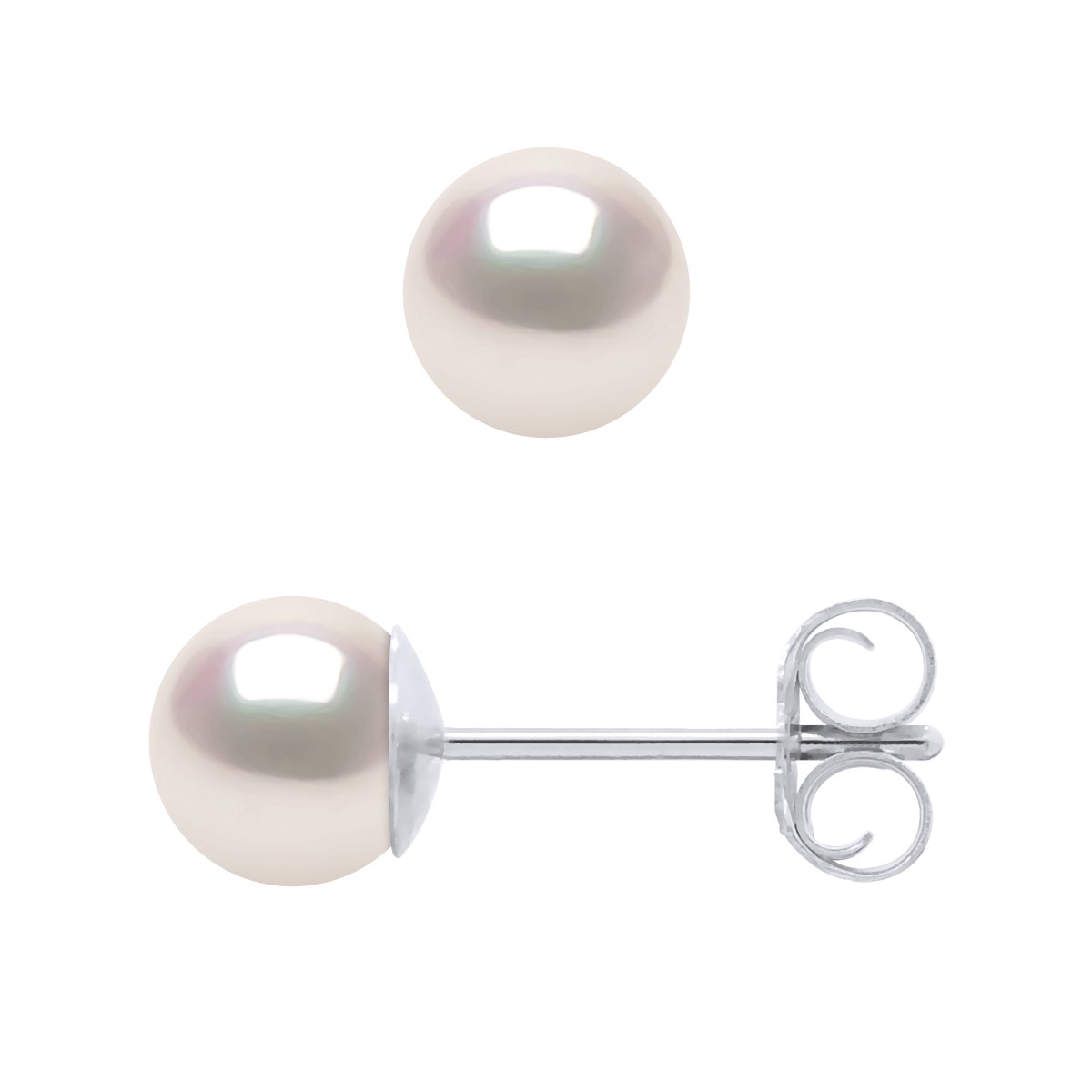 Boucles d'Oreilles Perles AKOYA Rondes 5-6 mm Or Blanc 18 Carats