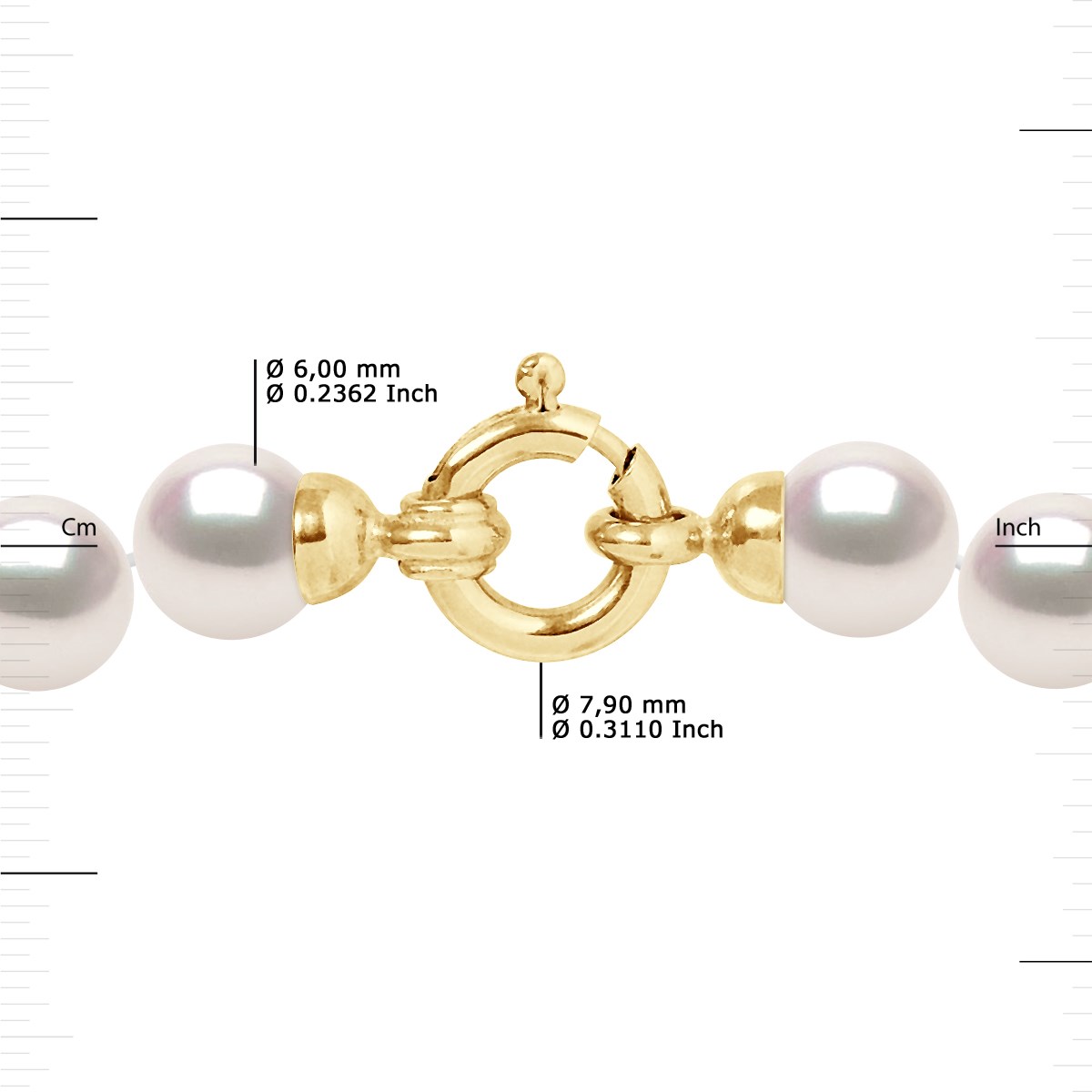 Collier Rang Perles AKOYA JAPONAISE Rondes 6,5 mm Fermoir Prestige Or Jaune 18 Carats - vue 3