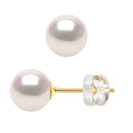 Boucles d'Oreilles Perles AKOYA Rondes 6-7 mm Or Jaune 18 Carats