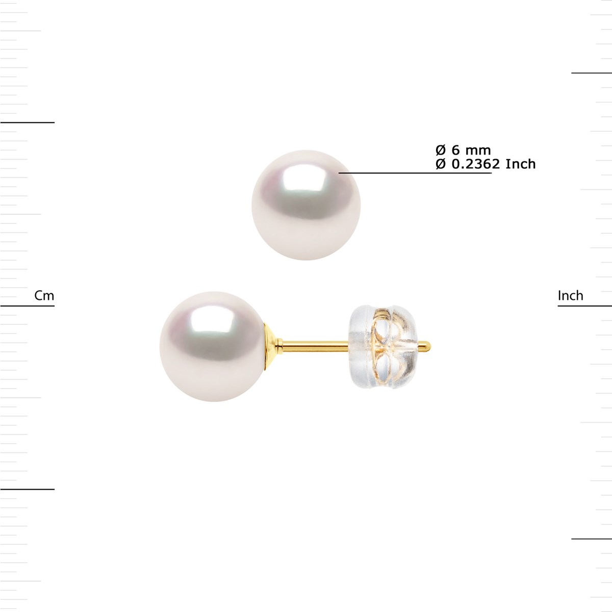 Boucles d'Oreilles Perles AKOYA Rondes 6-7 mm Or Jaune 18 Carats - vue 3