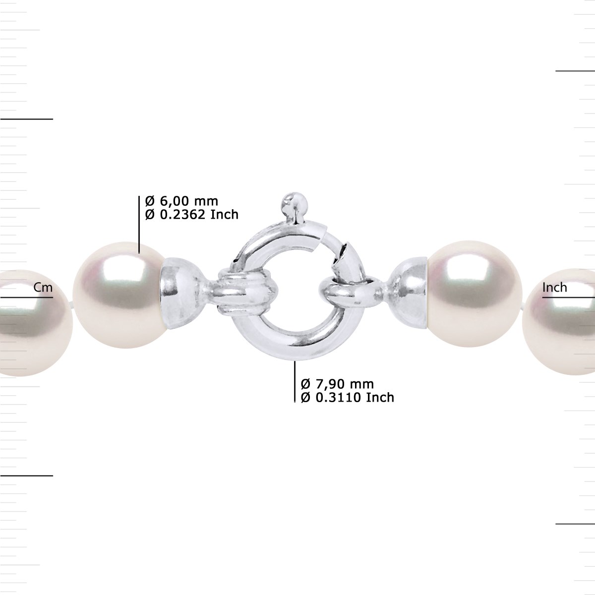 Collier Rang Perles AKOYA JAPONAISE Rondes 6,5 mm Fermoir Prestige Or Blanc 18 Carats - vue 3