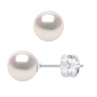 Boucles d'Oreilles Perles AKOYA Rondes 6-7 mm Or Blanc 18 Carats