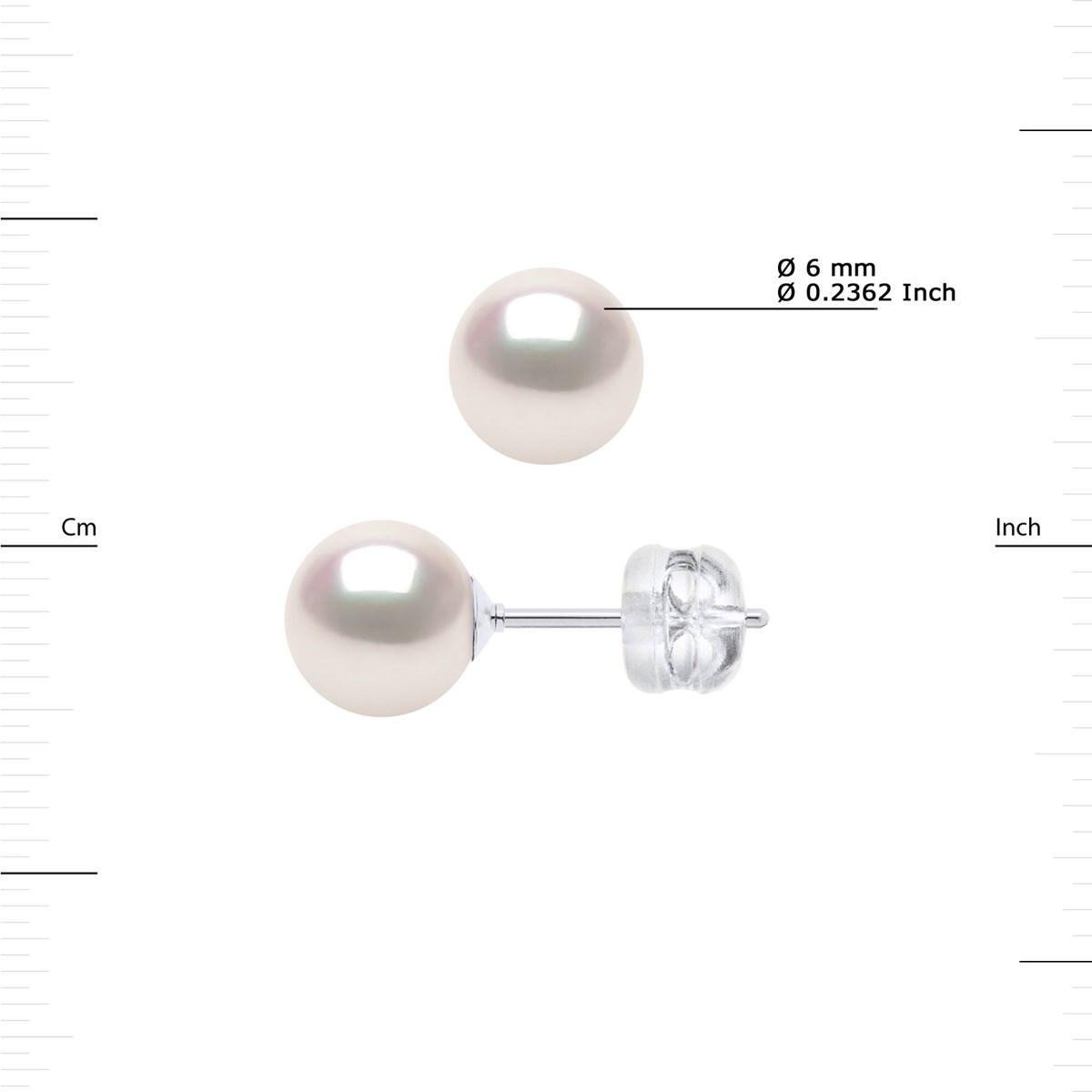 Boucles d'Oreilles Perles AKOYA Rondes 6-7 mm Or Blanc 18 Carats - vue 3