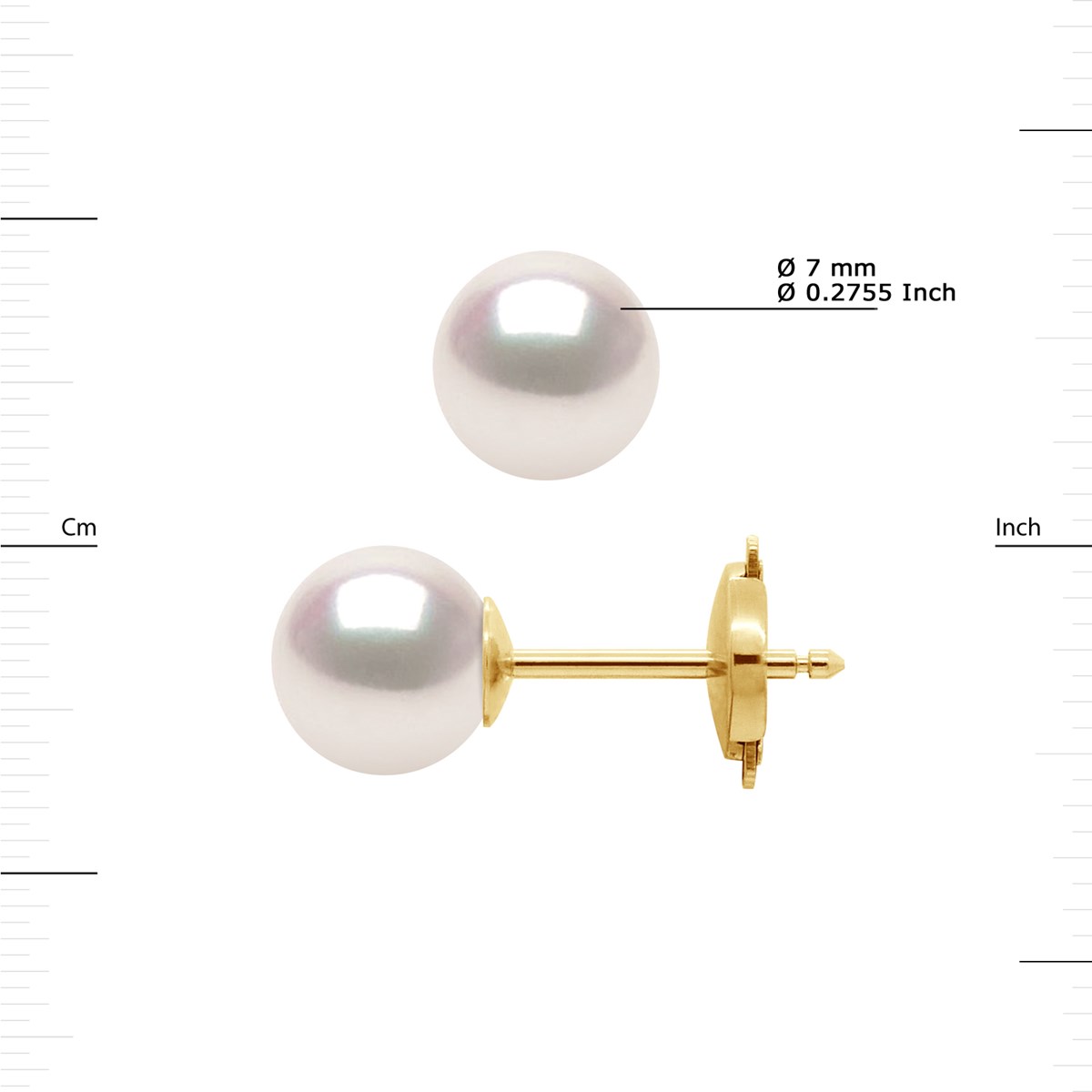 Boucles d'Oreilles Perles AKOYA Rondes 7-8 mm Or Blanc 18 Carats - vue 3