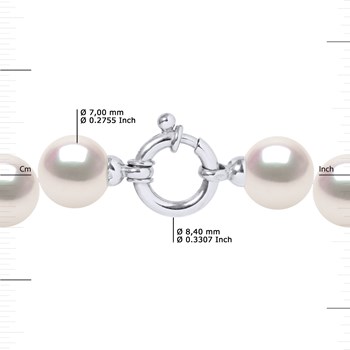 Necklace Strand AKOYA JAPANESE Round Pearls 7.5-8 mm Prestige Marine Ring 18-carat white gold
