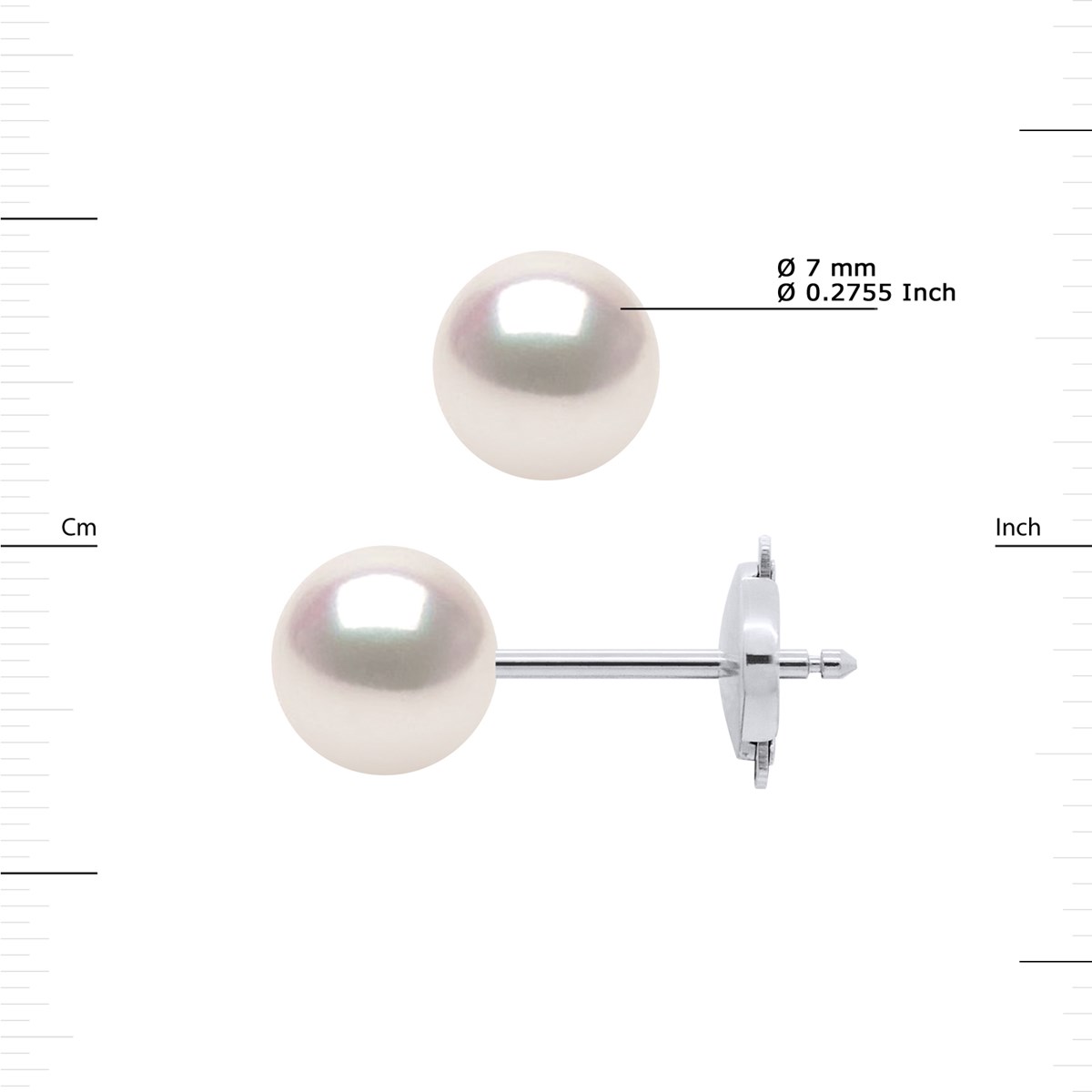 Boucles d'Oreilles Perles AKOYA Rondes 7-8 mm Or Jaune 18 Carats - vue 3