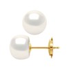 Boucles d'Oreilles Perles de Culture d'Eau Douce 9-10 mm Système Sécurité Blanches Naturelles Or Jaune - vue V1