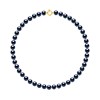 Collier Rang PRINCESSE Perles d'Eau Douce Rondes 9-10 mm Noires Fermoir Prestige Or Jaune - vue V1