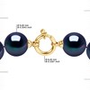 Collier Rang PRINCESSE Perles d'Eau Douce Rondes 9-10 mm Noires Fermoir Prestige Or Jaune - vue V3