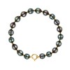 Bracelet Perles de Tahiti Cerclées 10-11 mm Viroles et Fermoir Prestige Or Jaune - vue V1