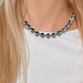 Collier Choker Perles de Tahiti Cerclées 10-11 mm Fermoir Prestige Or Jaune