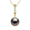 Collier Diamants 0,03 Cts Perle de TAHITI Ronde 9-10 mm Or Jaune - vue V1