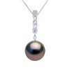 Collier Diamants 0,03 Cts Perle de TAHITI Ronde 9-10 mm Or Blanc - vue V1