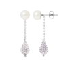 Boucles d'Oreilles - Cristal blanc - Perles de culture - Argent 925 - vue V1