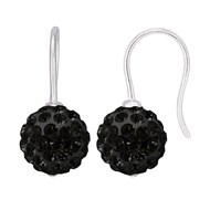 Boucles d'Oreilles - Boules cristal noir - Argent 925