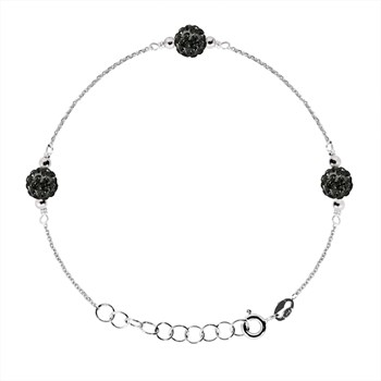 Bracelet trilogie - Cristal noir - Argent 925