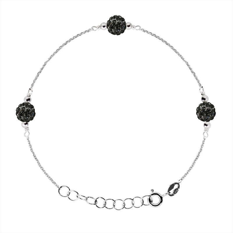 Bracelet trilogie - Cristal noir - Argent 925