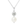 Collier - Cristal blanc - Perle de culture d'eau douce - Argent 925 - vue V1
