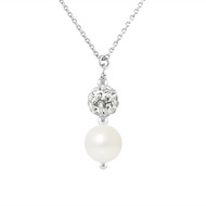 Collier - Cristal blanc - Perle de culture d'eau douce - Argent 925