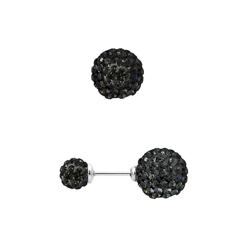 Boucles d'Oreilles - Cristal noir - Argent 925