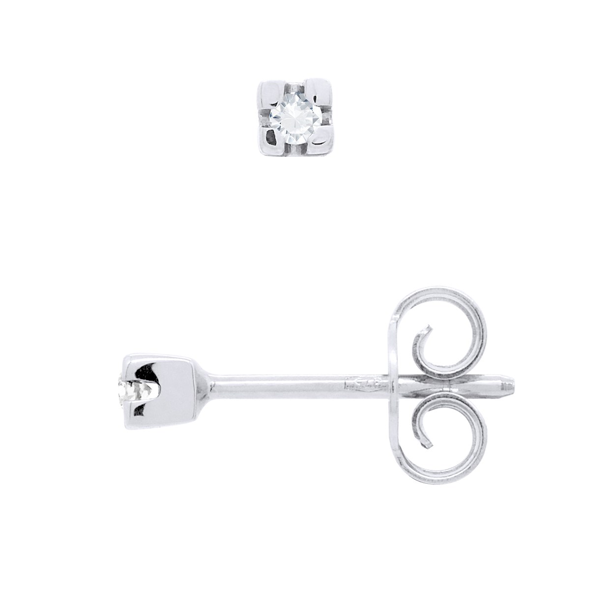 Clous d'Oreilles Diamant 0,040 Cts Or Blanc