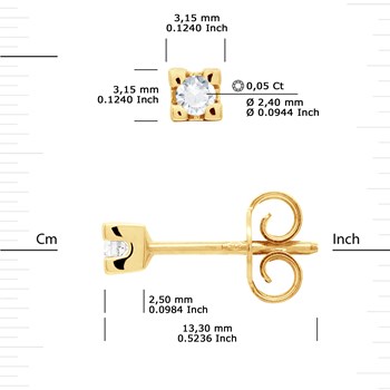 Clous d'Oreilles Diamant 0,10 Cts Or Jaune